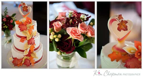 wedding cake and flowers
