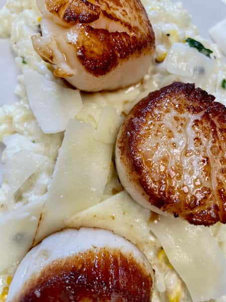 ROASTED CORN RISOTTO WITH SCALLOPS