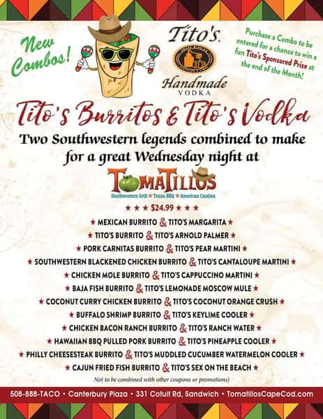 Menus Tomatillos Southwest Grill and Tequila Bar Southwestern