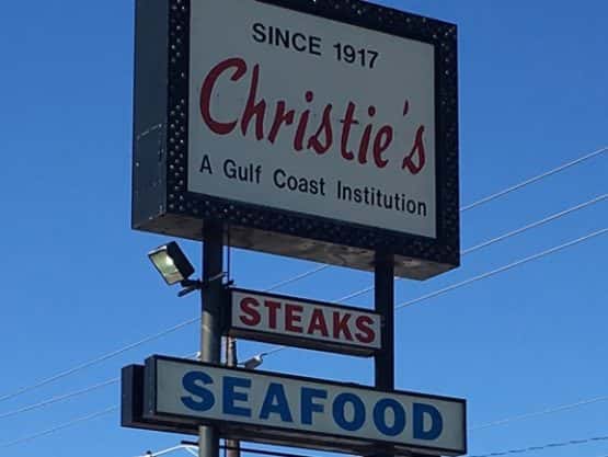 Christie's Seafood and Steak sign