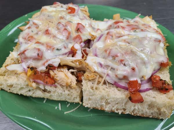 Open Faced Italian Chicken Focaccia Sandwich