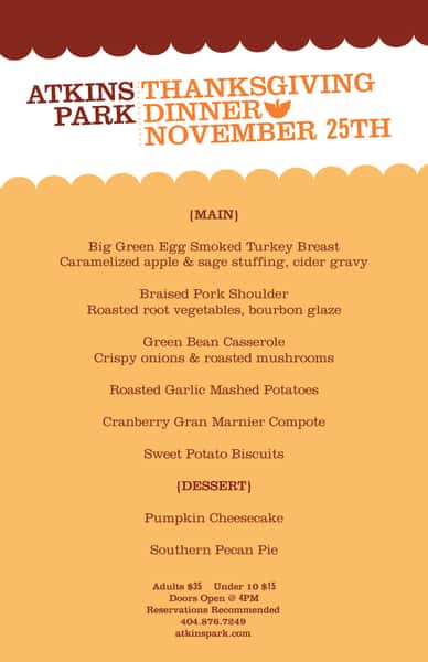 Thanksgiving Dinner Thursday Nov. 25, 2021 4pm - 10pm