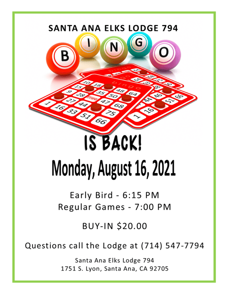 BINGO IS BACK