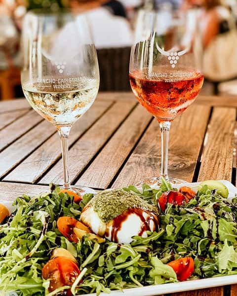 wine and salad