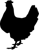 Illustrated black chicken silhouette