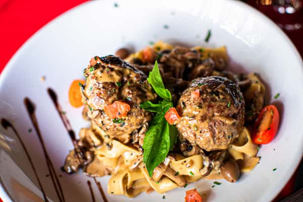 Pasta and handmade meatballs