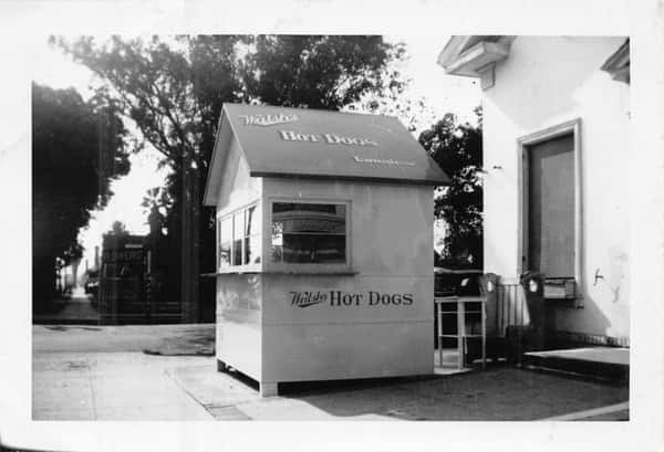 vintage photo of Walsh's hot dogs
