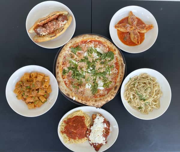 table of italian food