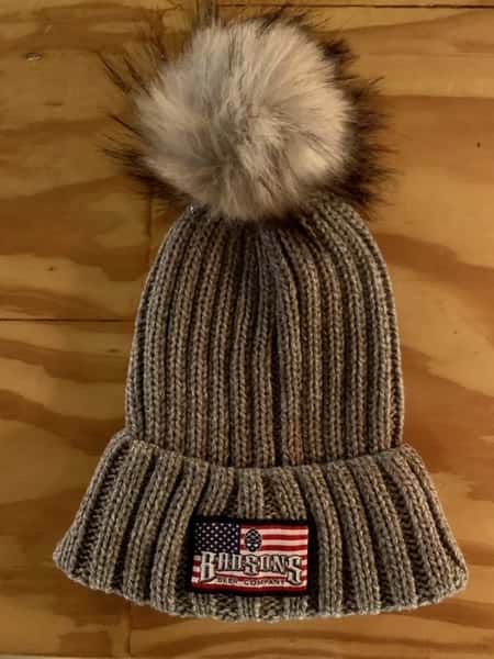 Americana Logo Grey Winter Pom Hat