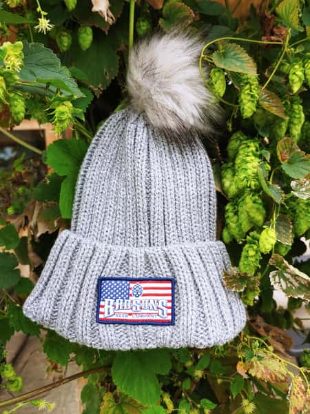 Americana Logo Grey Winter Pom Hat