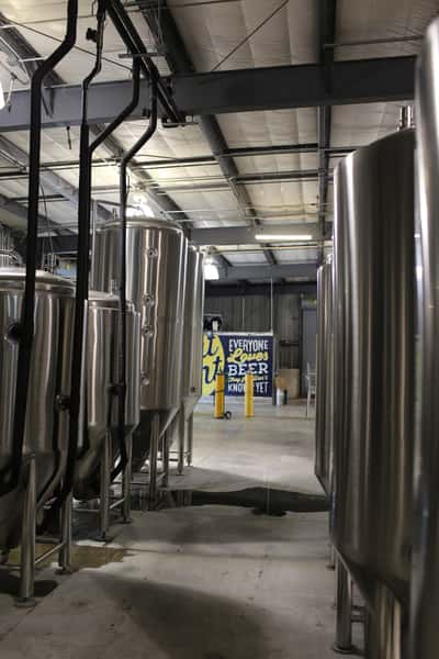 Interior of Fat Point brewery warehouse