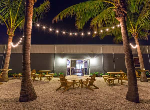 Outdoor seating and dining at night