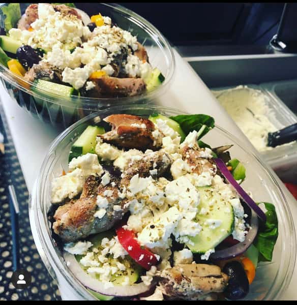 Greek Salad With Chicken Souvlaki