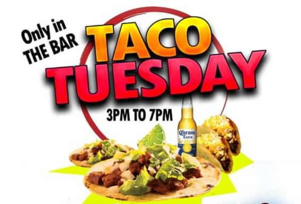 Taco Tuesday only in the bar from 3pm-7pm