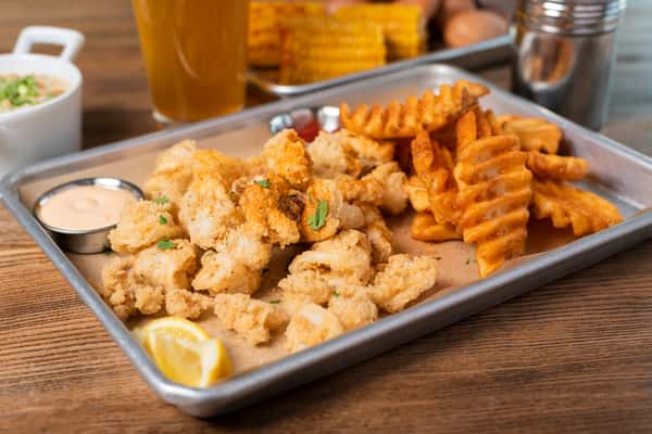 Fried calamari with waffle fries