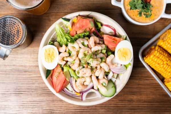 Salad with marinated bay shrimp