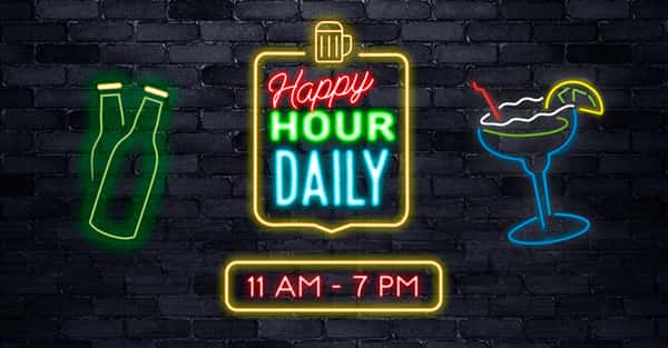 Happy hour neon sign