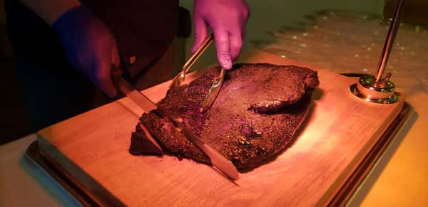 Sliced smoked brisket