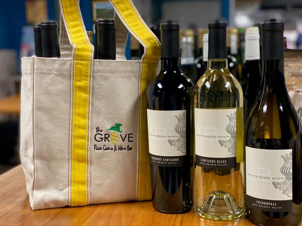 Wine bottles with a reusable bag