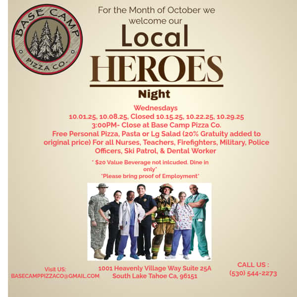Base Camp Local Heroes Night - Base Camp Pizza Co. - Pizza