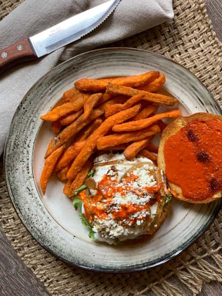 Lamb Burger with Sweet Potato Fries