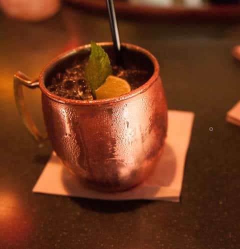 Copper Mule with mixed drink