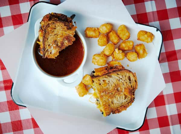 Birria grill cheese w/ a side of tater tots