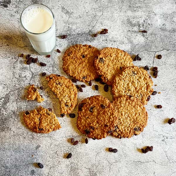 Oatmeal Raisin Cookies and Milk