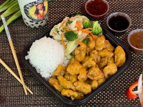 Orange Chicken Plate - Mya's Teriyaki - Asian Fusion Restaurant in SD