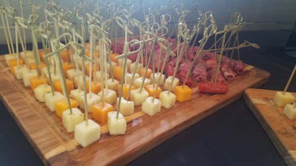 catering cheese and meat appetizers