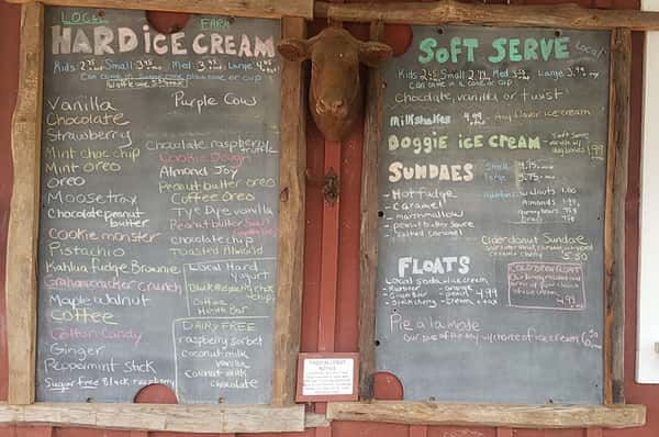 Ice Cream Menu on chalkboard