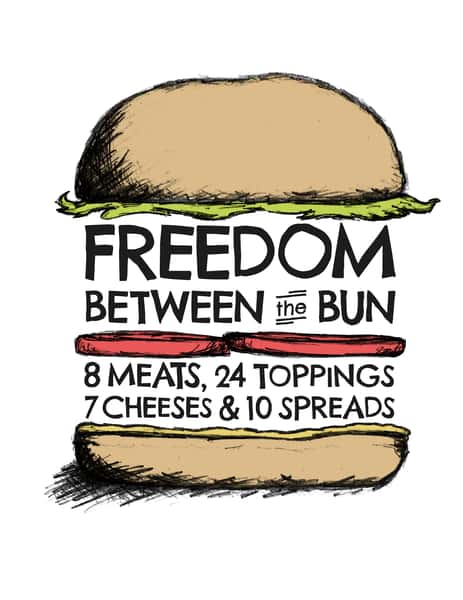 Freedom Between the Bun - 8 meats, 7 cheeses, 24 toppings & 10 spreads