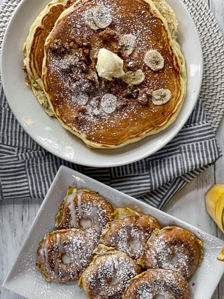 Banana Walnut Pancakes & Doughnut Frech Toast
