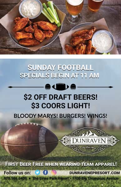 Sunday Game Day ad, free drink with a team jersey