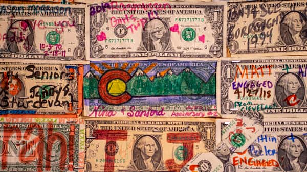 dollar bill wall