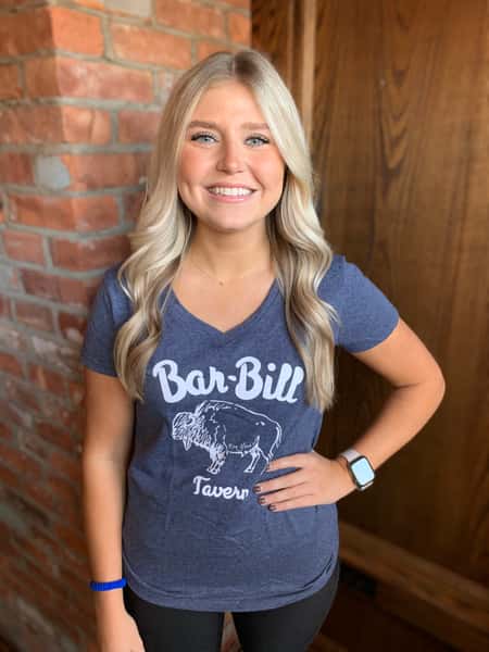 WOMEN'S BLUE BUFFALO V-NECK T-SHIRT