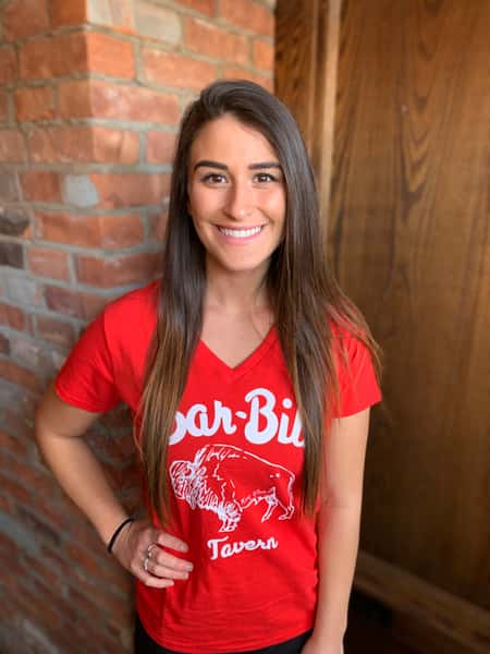 WOMEN'S RED BUFFALO V-NECK T-SHIRT