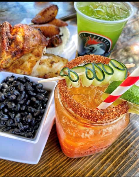 Cuban style plate & The koop Michelada