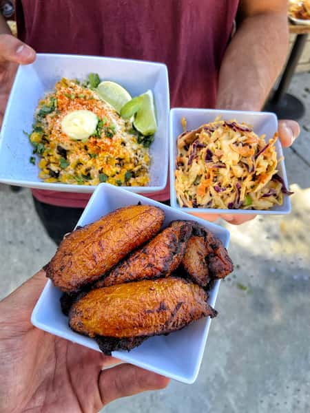 plantains, esquqite & coleslaw