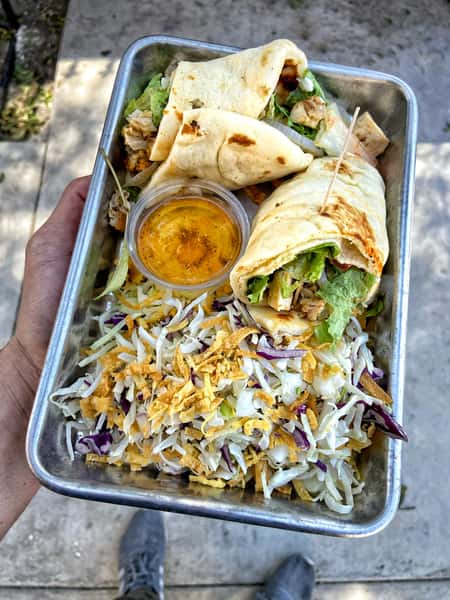 chicken wrap with house salad