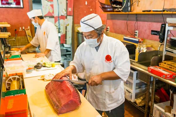 Chef cooking sushi