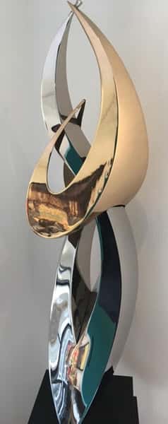 "DOUBLE ENTENDRE" - BRONZE AND STAINLESS STEEL - 38" x 18" x 10" (sculpture)