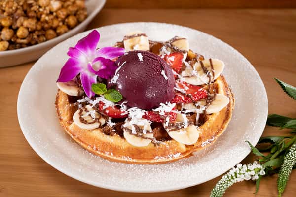 Acai Sorbet or Vanilla Ice Cream Waffle