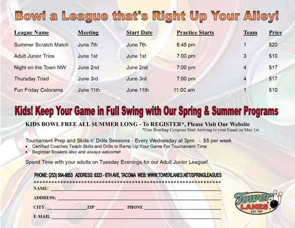 Mondays Scratch Match Game - Tuesdays Adult Juniors - Wednesdays Night on the Town NW Classic