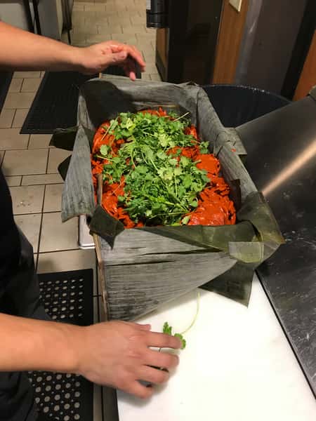 meat in leaves