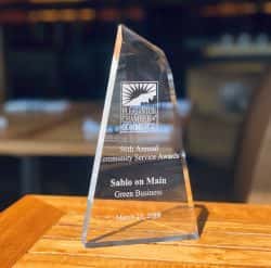 Pleasanton Chamber of Commerce recognizes Sabio on Main as a Green Business