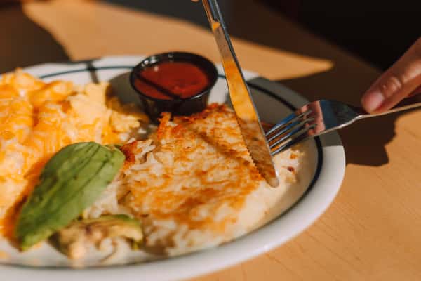 hashbrowns and avocado