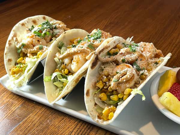 Elote Shrimp Tacos