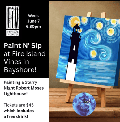 Paint and Sip FIV Fire Island Vines Winery in Bay Shore NY