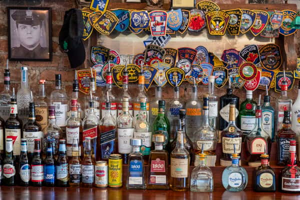 wall of liquor bottles
